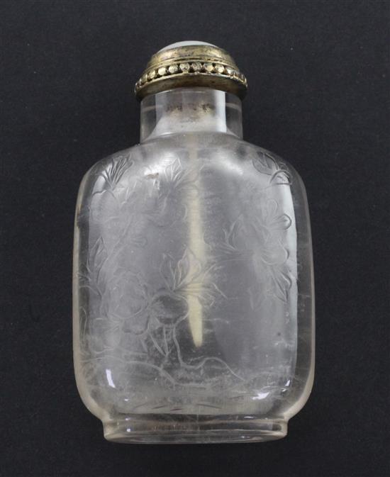 A Chinese rock crystal snuff bottle, early 20th century, 6.2cm